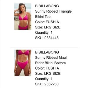 NWT Billabong magenta ribbed cheeky bikini